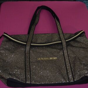 Victoria's Secret Black and Gold Shimmer Tote